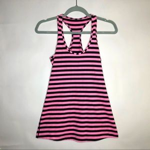 LULULEMON cool racerback pink black striped tank 6